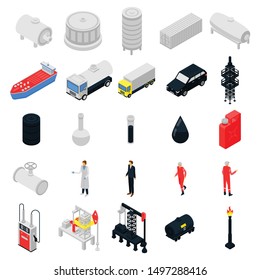 Derrick icons set. Isometric set of derrick vector icons for web design isolated on white background
