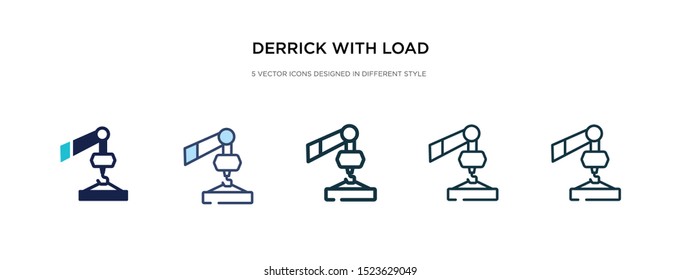 derrick with load icon in different style vector illustration. two colored and black derrick with load vector icons designed in filled, outline, line and stroke style can be used for web, mobile, ui