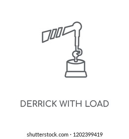 Derrick with Load linear icon. Derrick with Load concept stroke symbol design. Thin graphic elements vector illustration, outline pattern on a white background, eps 10.