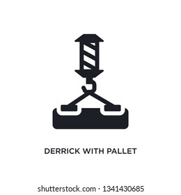 derrick with pallet isolated icon. simple element illustration from construction concept icons. derrick with pallet editable logo sign symbol design on white background. can be use for web and