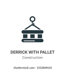 Derrick with pallet vector icon on white background. Flat vector derrick with pallet icon symbol sign from modern construction collection for mobile concept and web apps design.