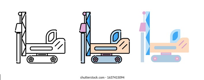 Derrick pile icon set isolated on white background for web design 