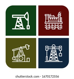 derrick simple icons set. Contains such icons as Oil pump, Oil rig, Pumpjack, can be used for web, mobile and logo