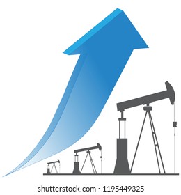 Derrick symbol and crude oil price up. vector design.