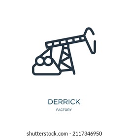 haga clic en el icono de línea delgada. industria, íconos lineales de aceite del concepto de fábrica, señal de contorno aislado. Elemento de símbolo de ilustración vectorial para diseño web y aplicaciones.