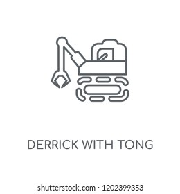 Derrick with Tong linear icon. Derrick with Tong concept stroke symbol design. Thin graphic elements vector illustration, outline pattern on a white background, eps 10.