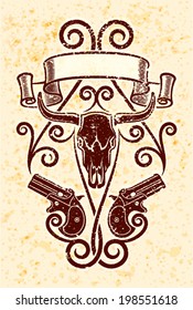 Derringer guns on grunge background