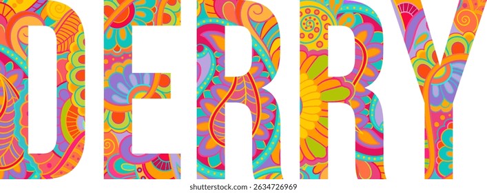 Derry city artistic name design. Isolated vector decoration