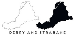 Derry and Strabane map outline and black silhouette vector
