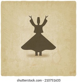 dervish dancer old background - vector illustration. eps 10