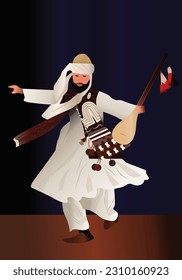  dervish man illustration Sufi religious dance.
