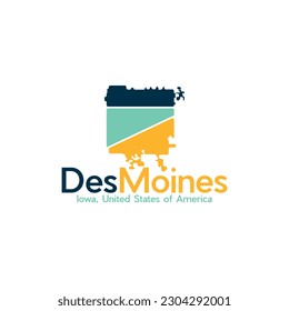 Des Moines City Map Modern Simple Logo