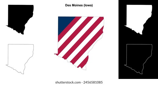 Des Moines County (Iowa) Outline-Kartenset