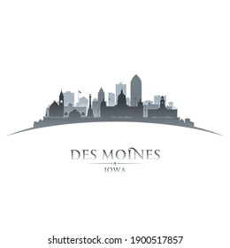 Des Moines Iowa city skyline silhouette. Vector illustration