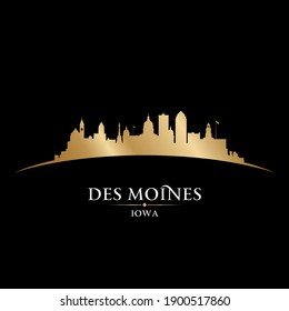 Des Moines Iowa Stadt Skyline Silhouette. Vektorgrafik