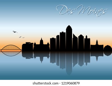 Des Moines skyline - Iowa, United States of America, USA - vector illustration