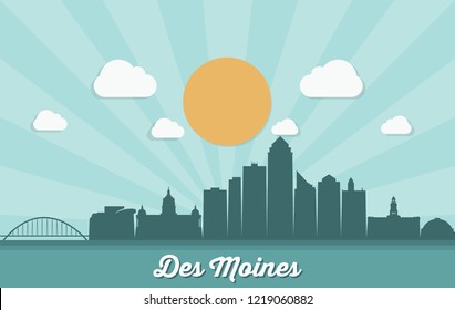 Des Moines skyline - Iowa, United States of America, USA - vector illustration