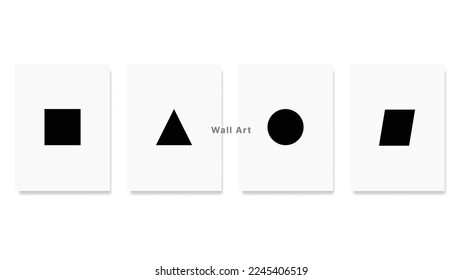 Desain bentuk dasar minimalis di atas kanvas putih. Poster, wall art, print art, dekorasi, dan segala sesuatu yang berhubungan dengan seni.
