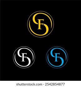 Desain huruf logo SF pada latar belakang mewah. Logotipo monográfico do Konsep huruf FS. Desain logotipo ikon SF. Desain ikon huruf FS yang elegan dan profissional pada latar belakang hitam. F S SF F