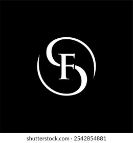 Desain huruf logo SF pada latar belakang mewah. Logotipo monográfico do Konsep huruf FS. Desain logotipo ikon SF. Desain ikon huruf FS yang elegan dan profissional pada latar belakang hitam. F S SF F