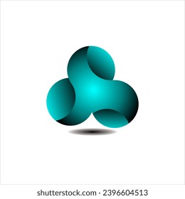 Logo y logo de Desain 3D. Tres cintas, elementos entrelazados, infinito, bucle, rotación, figura sólida. Monograma para negocios, internet, tienda online, etiqueta o embalaje.