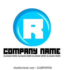 DESAIN LOGO BLUE R INITIAL 