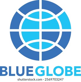 Desain logo flat dengan gambar globe dua warna 
