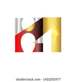 Desain Logo HA, Desain Logo AH, huruf awal HA emas perak, logo vektor AH, H dan A logo vektor