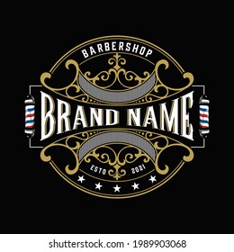 desain logo ornamen. barber shop