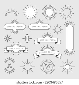 Desain set menggunakan sunburst. - Vector.