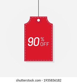 Desain Tag sale red discount label 90 off Vector
