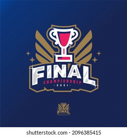 Desain template logo cup final profesional modern, championship logo 