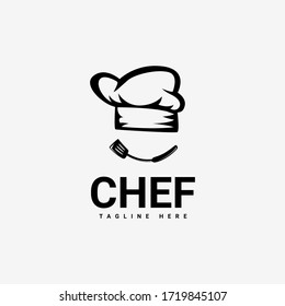 Desain template logo koki hitam sederhana