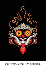desain vector topeng barong tradisional bali bagus gunakan pada baju kaos, tatto, by logogesain70