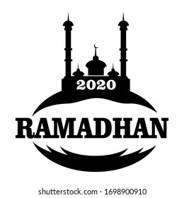 Desain ektor vhitam putih sederhana Ramadhan Mubarak