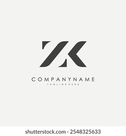 logotipo de desain vektor ZK. logotipo de modelo