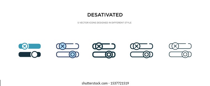 desativated icon in different style vector illustration. two colored and black desativated vector icons designed in filled, outline, line and stroke style can be used for web, mobile, ui