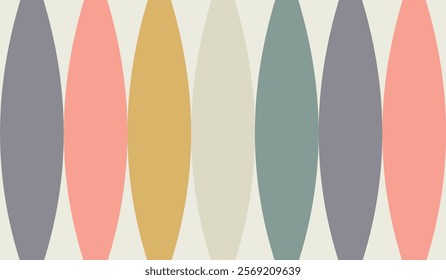 Desaturated minimalist color background, geometric pattern composed of vertical, elongated oval shapes arranged in a repeating sequence