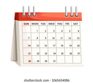 Desc calendar. Cartoon style design. Vector illustration isolated on white background.