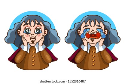 Descartes two stickers. Vector illustration