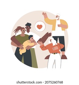 Ilustración del vector de concepto abstracto descendente. Línea de ancestros, descendencia de personas, nieta nieta nieta, relaciones de generaciones, abuelo feliz, familia juntos metáfora abstracta.