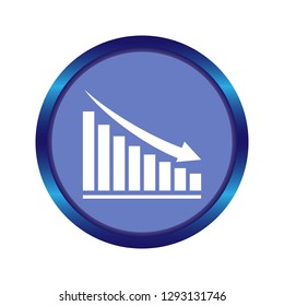 descending analytic graph showing loss and business downfall. data analytics descendant icon on white background. loss bar chart logo concept. chart with bars declining icon for your web site design