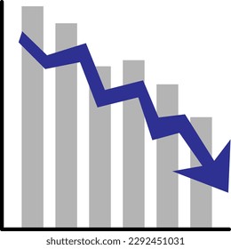 Descending arrow and bar graph