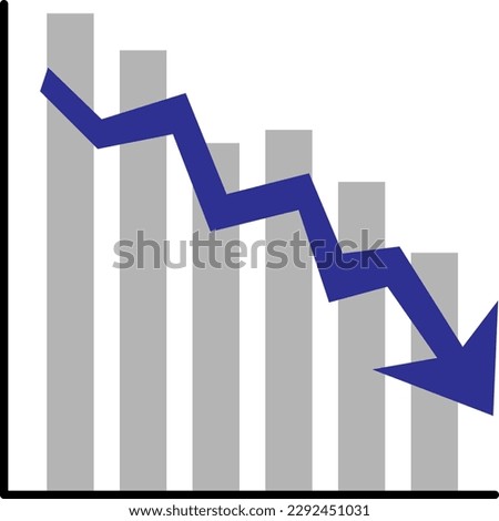 Descending arrow and bar graph