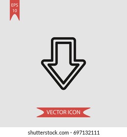 Descending arrow vector icon, illustration symbol