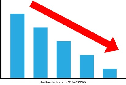 Descending bar graph and arrow