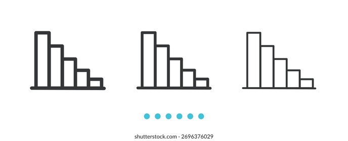 ícone Gráfico de Barras Decrescentes. Vetor de ícone de linha fina