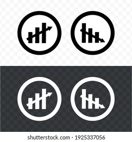 Icono de gráficos descendentes y ascendentes. Icono de finanzas y economía.