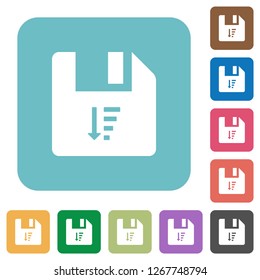Descending file sort white flat icons on color rounded square backgrounds