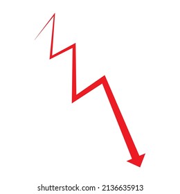 Descending financial graph arrow. Vector illustration. Negative stock market trend,Chart curves width perspective